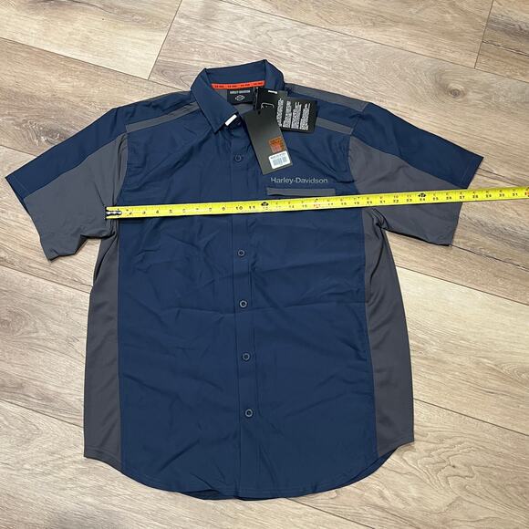 HARLEY-DAVIDSON Men's H-D TECH Quick Dry Shirt Size L In Colorblock Mood Indigo - Picture 5 of 10